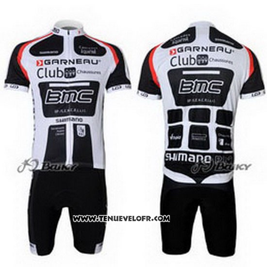 2011 Maillot Ciclismo BMC Blanc et Noir Manches Courtes et Cuissard